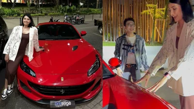 foto saat dr. Richard Lee. memberikan penghargaan berupa mobil ferari pada dr. Sherren Dhillon